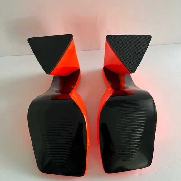 Women FLARE BLOCK Heel Pumps Vintage Retro Slide Sandal Shoes Size 34EUR 4US - Picture 13 of 14